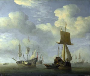 An English Vessel and Dutch Ships Becalmed